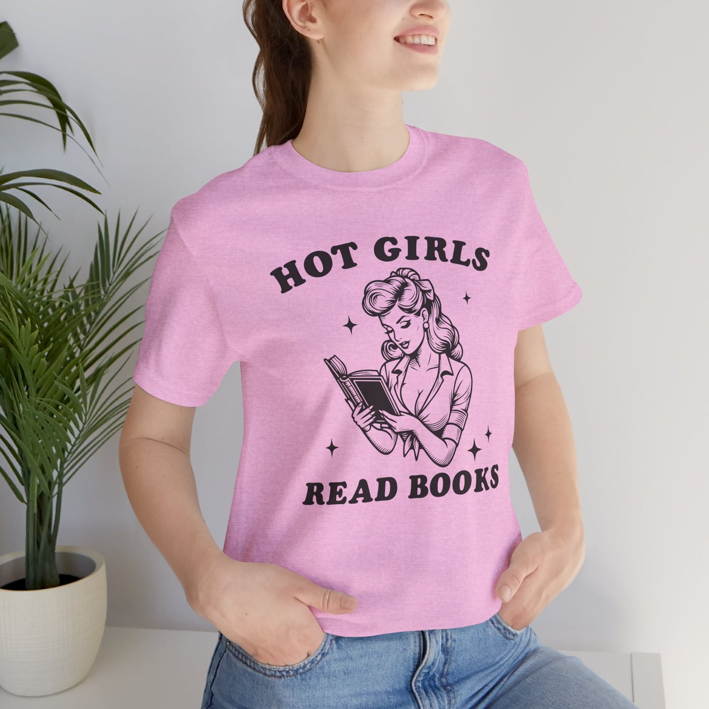 Hot Girls Read Books Unisex Short Sleeve Tee - Perfect for Book Lovers