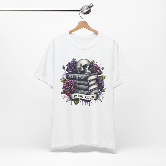 Book Club Unisex Jersey Tee - Skull & Roses Design