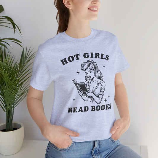 Hot Girls Read Books Unisex Short Sleeve Tee - Perfect for Book Lovers