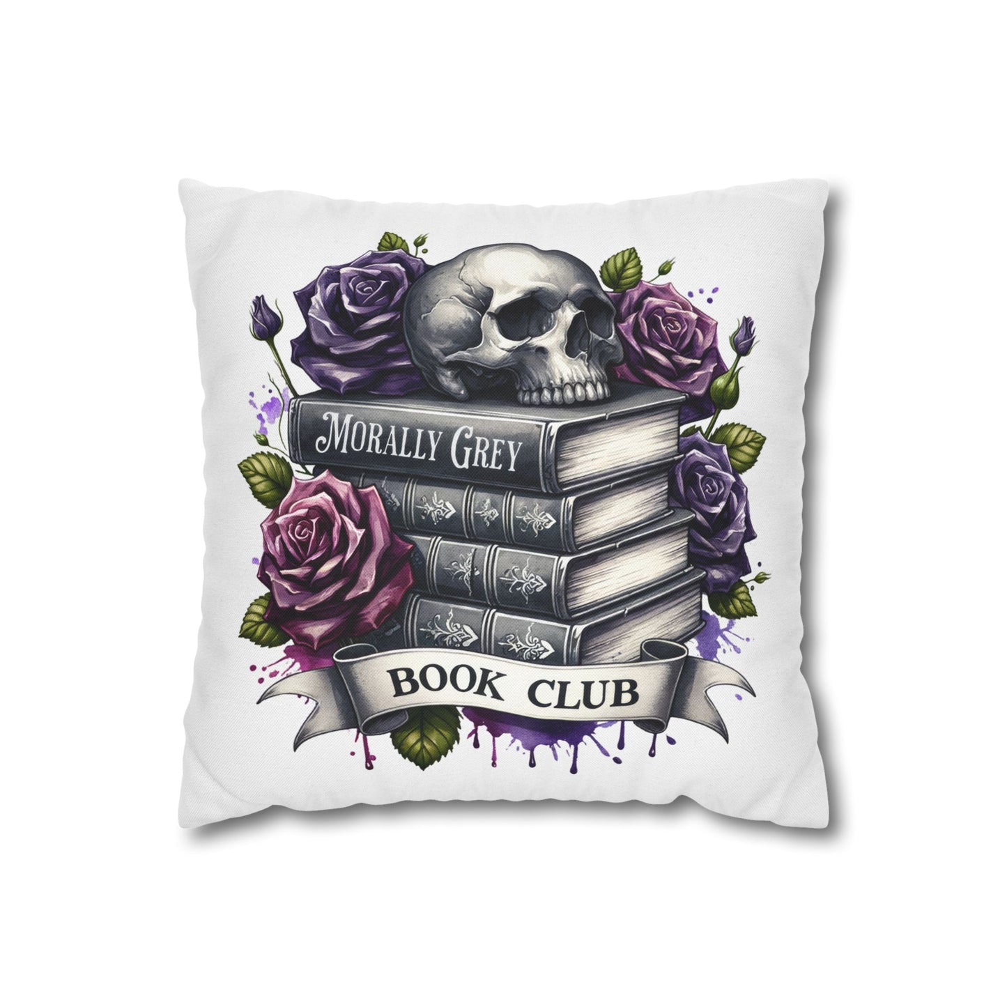 Morally Grey Book Club Skull Pillowcase