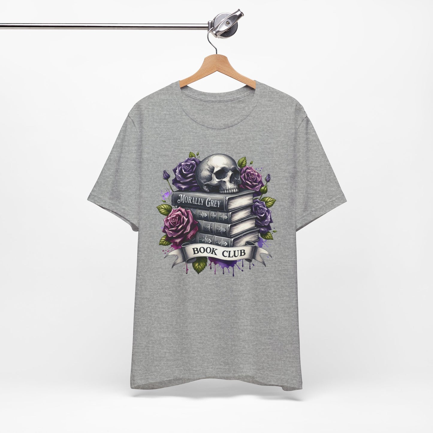 Book Club Unisex Jersey Tee - Skull & Roses Design