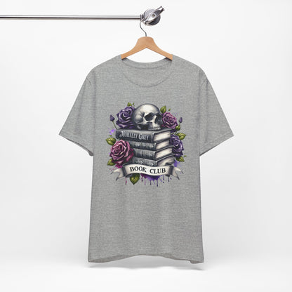 Book Club Unisex Jersey Tee - Skull & Roses Design