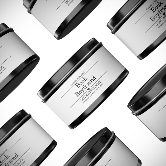 Book Boyfriend Candle, “GOYKACTMLAGG” (Evergreen, 8oz Soy Wax)