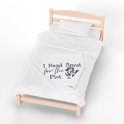 Velveteen Plush Blanket - I Read Smut for the Plot Funny Literary Quote Throw Blanket