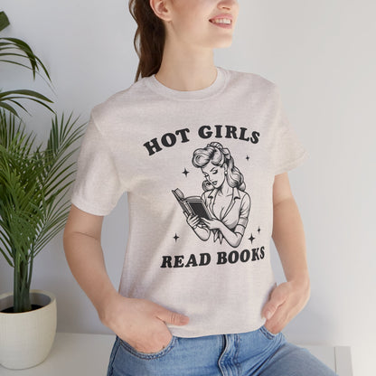 Hot Girls Read Books Unisex Short Sleeve Tee - Perfect for Book Lovers