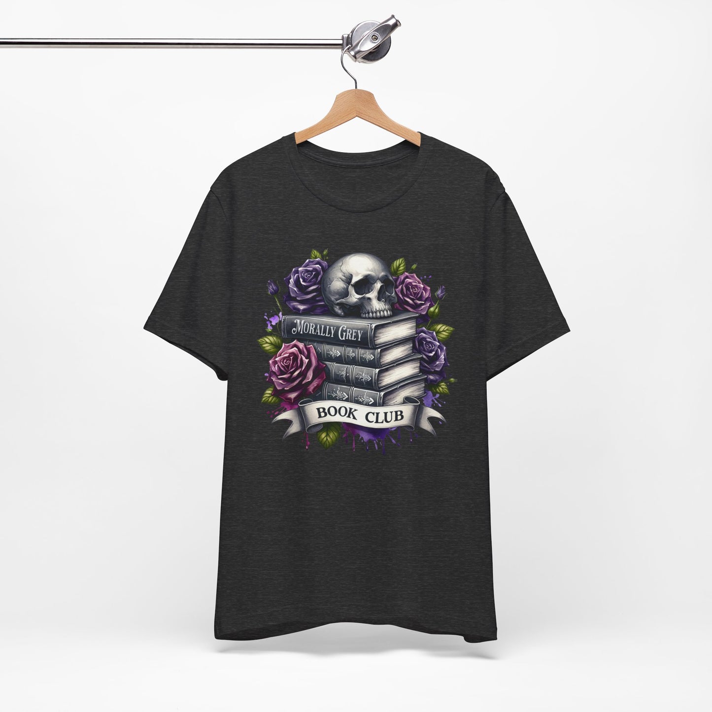 Book Club Unisex Jersey Tee - Skull & Roses Design