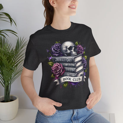 Book Club Unisex Jersey Tee - Skull & Roses Design