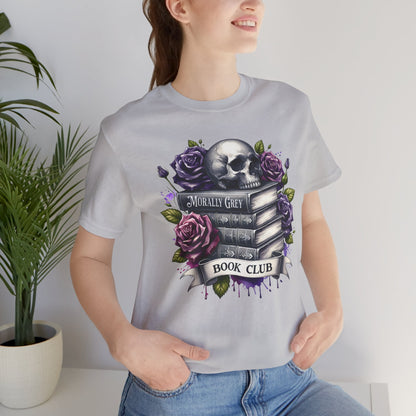 Book Club Unisex Jersey Tee - Skull & Roses Design