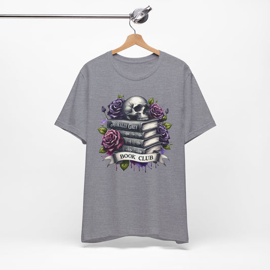 Book Club Unisex Jersey Tee - Skull & Roses Design