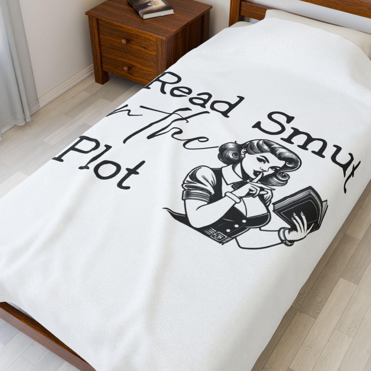 Velveteen Plush Blanket - I Read Smut for the Plot Funny Literary Quote Throw Blanket