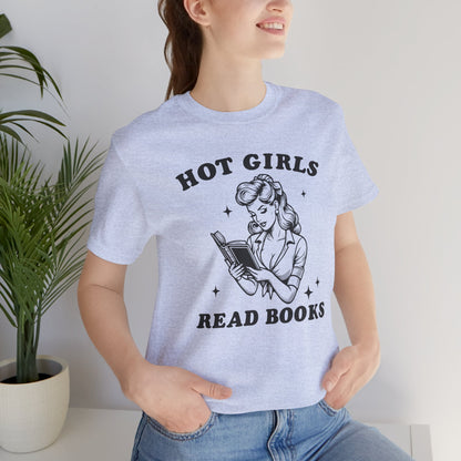 Hot Girls Read Books Unisex Short Sleeve Tee - Perfect for Book Lovers