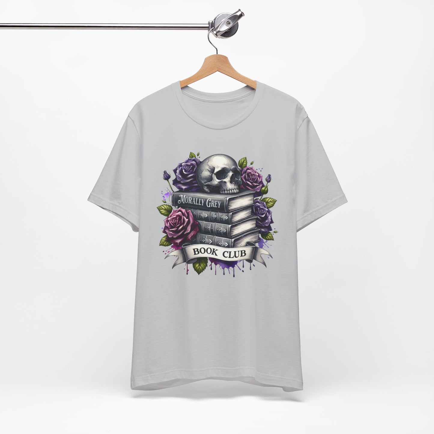 Book Club Unisex Jersey Tee - Skull & Roses Design