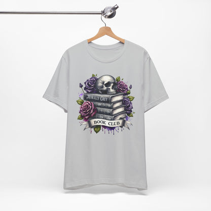 Book Club Unisex Jersey Tee - Skull & Roses Design