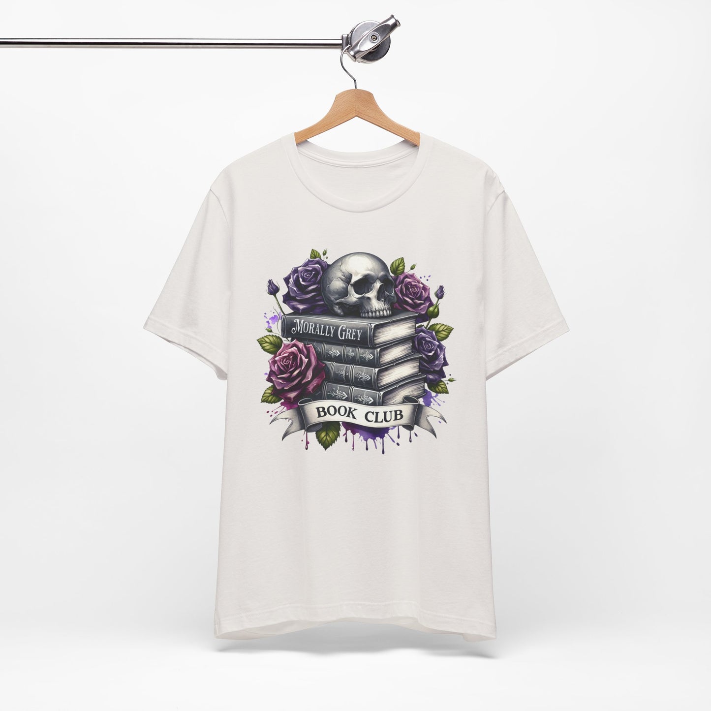 Book Club Unisex Jersey Tee - Skull & Roses Design